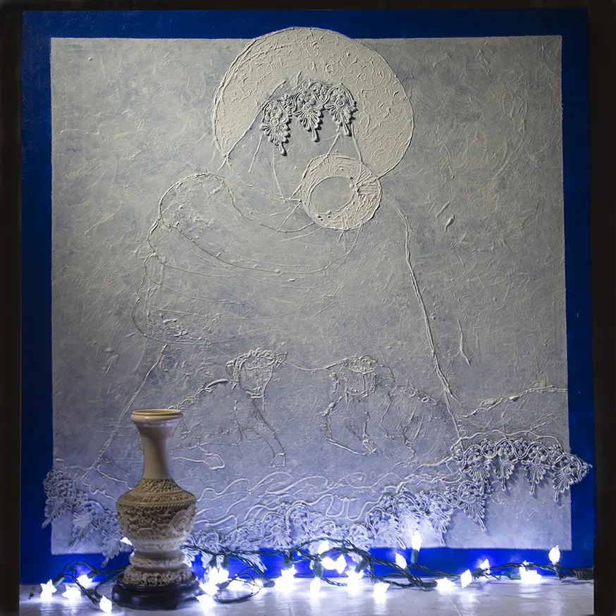 Cobalt Blue Virgin with lights